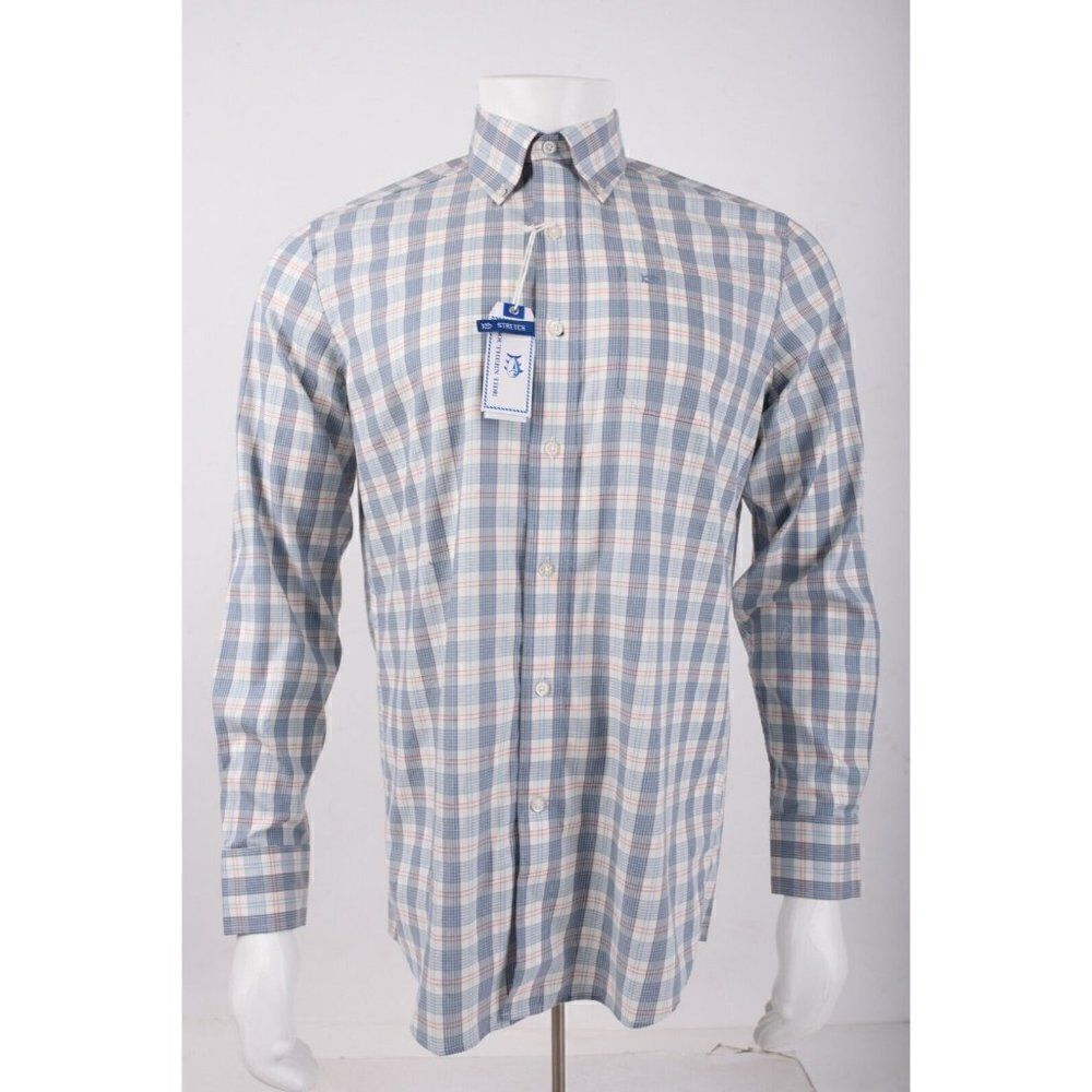 Southern Tide Mens Skipjack Charles Plaid Sport Shirt S Small Blue White NWT